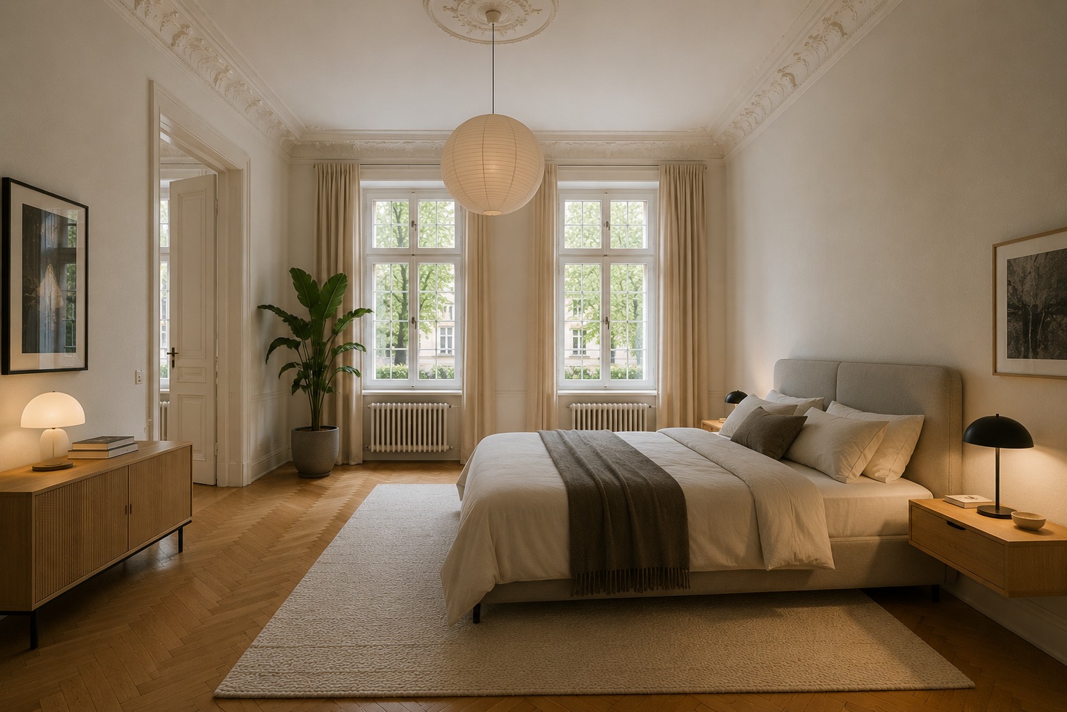 Schlafzimmer im Altbau — Charme zwischen Stuckdecke und modernem Komfort