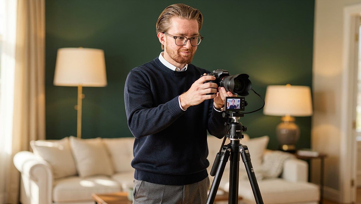 Finn C. M. Bayer fotografiert einen Wohnraum für das Exposé