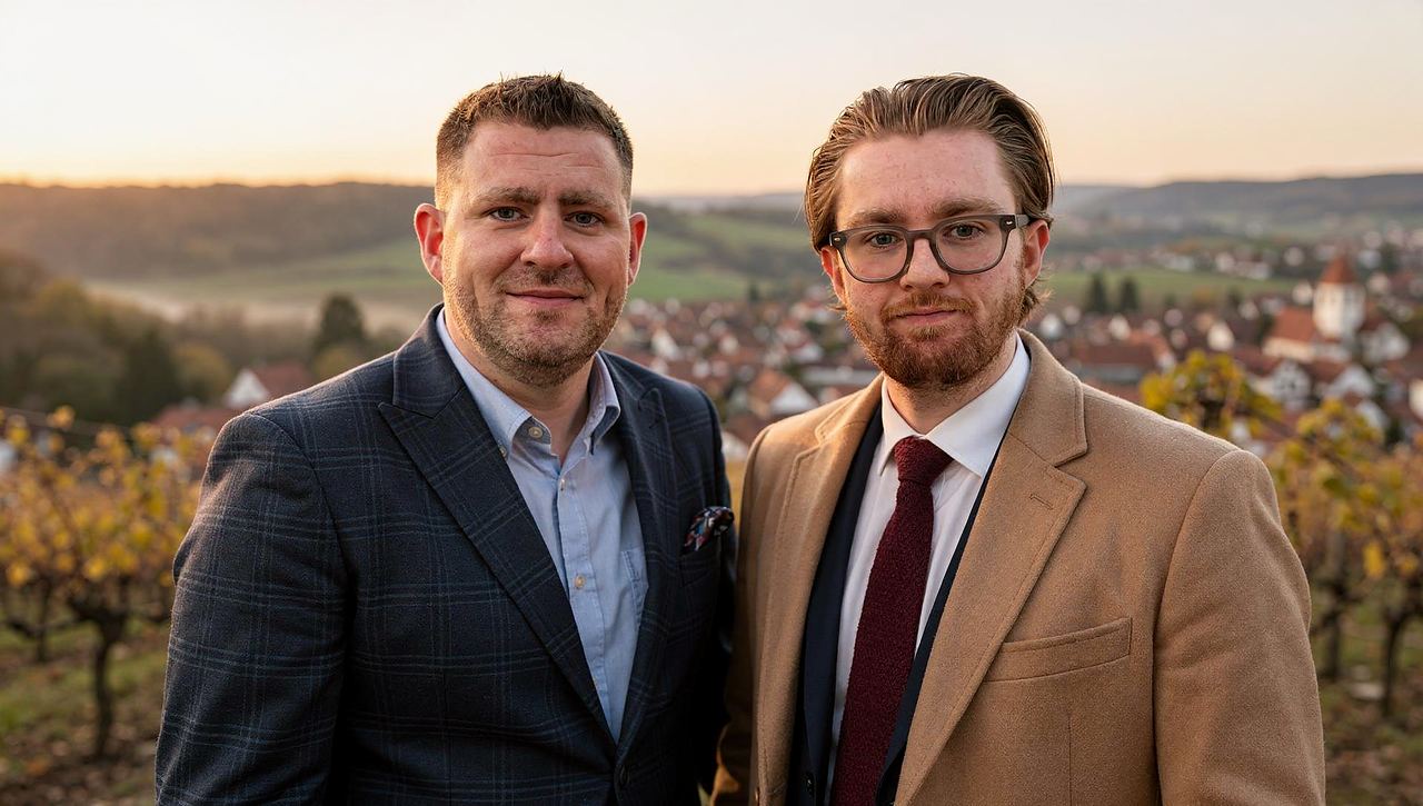 Jöran C. Bayer und Finn C. M. Bayer in den Weinbergen der Ortenau